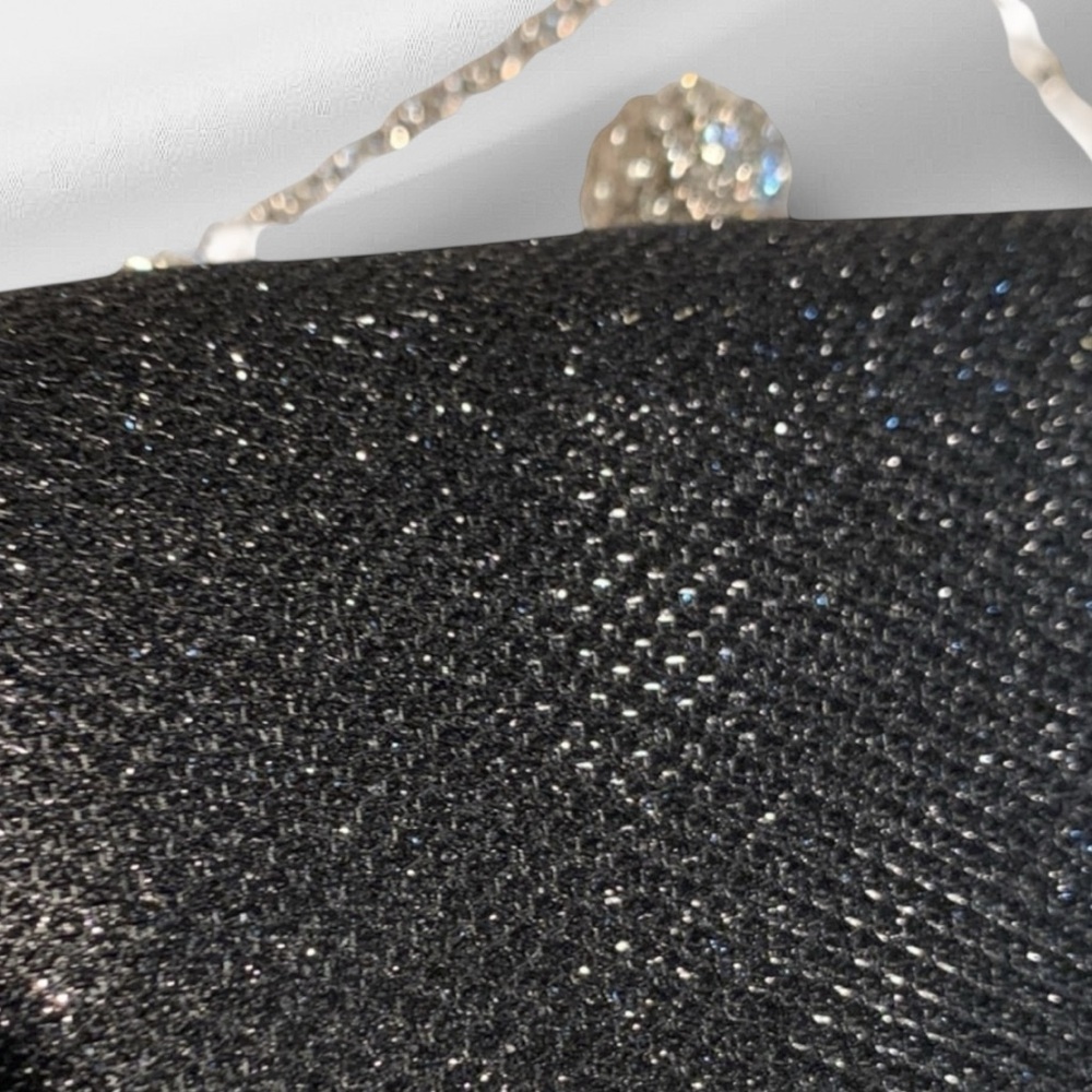 Black evening bag shimmery from clutch to shoulder bag - Picture 6 of 7